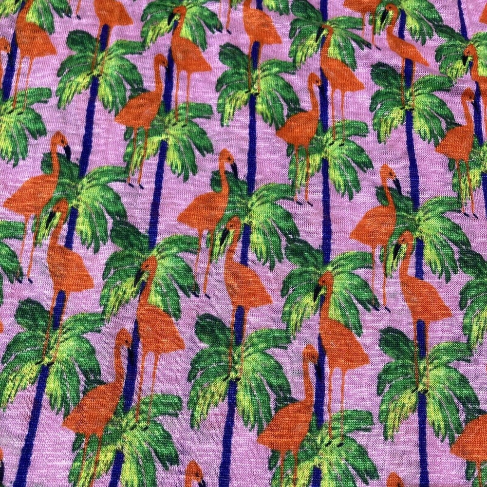Bouffants & Broken Hearts Women’s M Linen Tank Top Flamingo‎ Print Tunic Pink - Picture 2 of 6